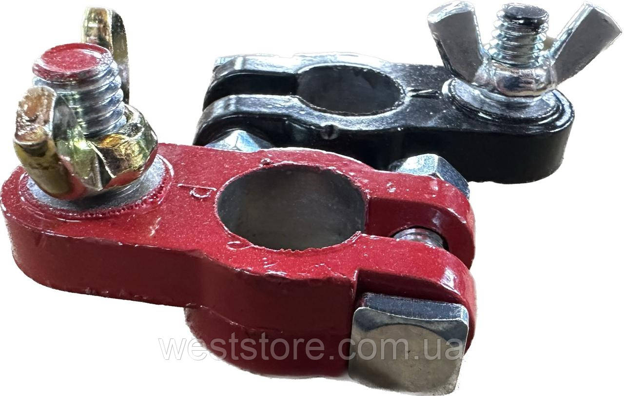 Клеми акб олив'яні посилені для авто болт із баранчиком, фото 1