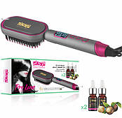 Електричний гребінець випрямляч для волосся (Щетка-випрямляч) + олія DSP 60W Ionic