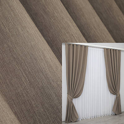 Комплект (2шт. 1,5х2,7м.) готових штор, із тканини  "Ibiza". Колір какао. Код 1186ш 33-0031