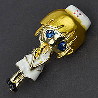 Брошка металева на золотистій основі Medicals в уніформі покрита кольоровою емаллю розмір 40х20 мм