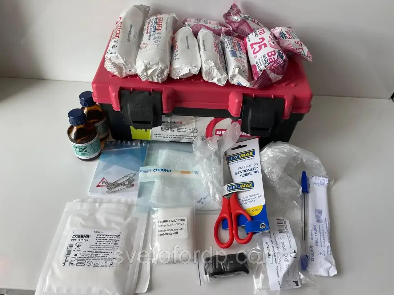 Аптечка автомобільна типу АМА2, для транспортних засобів із кількістю пасажирів до 18 осіб, у пластиковому контейнері., фото 1