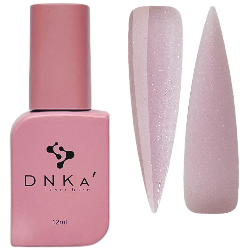 Камуфлююча кольорова база DNKa Cover Base, 12 мл №0010 Wonderful Ніжно-рожевий з блискітками опал