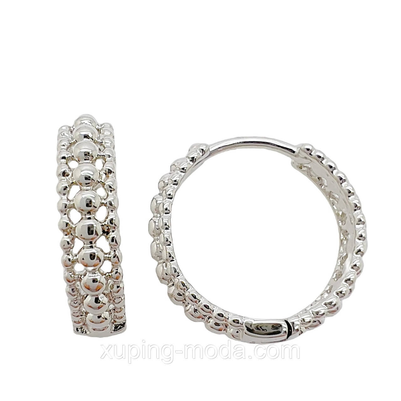 Сережки-кільця xuping. 15х3 мм. Родій, фото 1