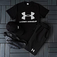 Спортивный костюм мужской модный спортивные костюм Under Armour комплект футболка шорты кепка сумка 4в1