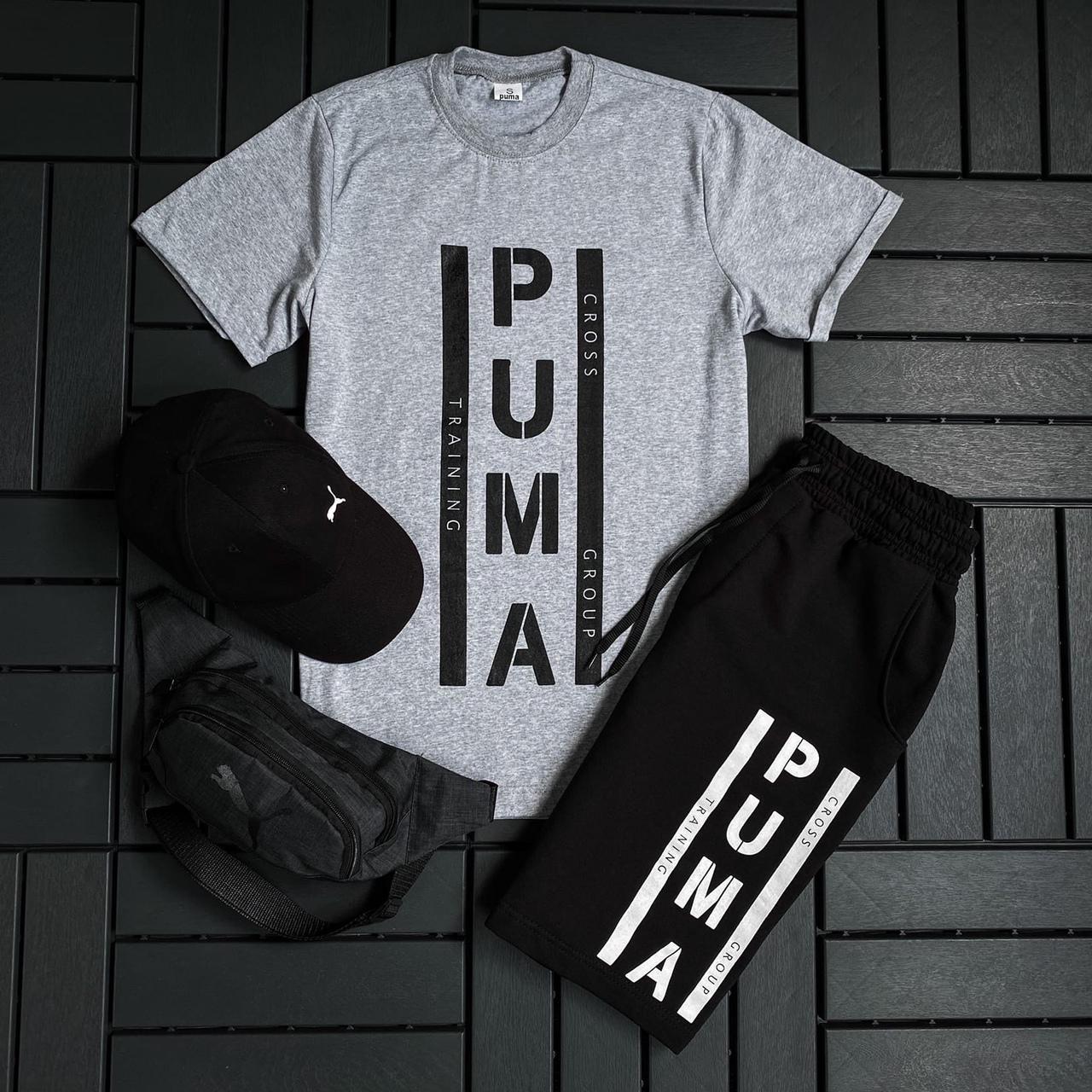 Чоловічі літні спортивні костюми Puma 4 в 1 футболка шорти кепка барсетка комплект на хлопця на щодень