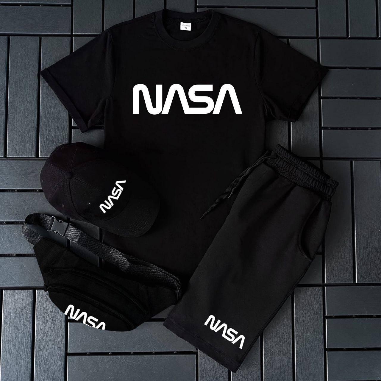 Чоловічий літній спортивний костюм 3 в 1 Nasa комплект футболка шорти кепка костюм на літо