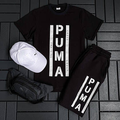 Чоловічий літній костюм Puma комплект на хлопця двійка 2 в 1 чоловічі футболки шорти сучасні модні стильні, фото 6