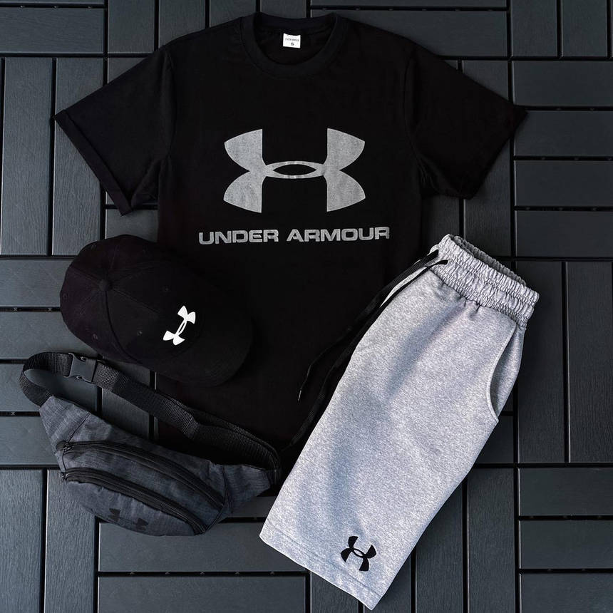 Чоловічий спортивний костюм under armour комплекти на літо з шортами футболкою бейсболкою стильні для хлопців, фото 1