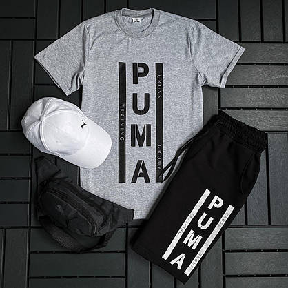 Літній легкий спортивний костюм Puma 2 в 1 для чоловіків футболка шорти зручні комплекти — двійка повсякденні, фото 4