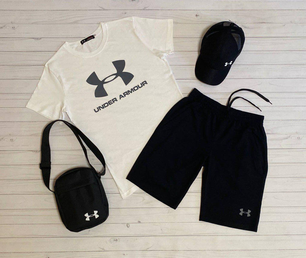 Спортивний костюм чоловічий Under Armour комплекти літні футболки шорти кепка сумка набір спортивний на хлопця, фото 1