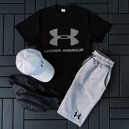 Чоловічий спортивний костюм under armour комплекти на літо з шортами футболкою бейсболкою стильні для хлопців, фото 5