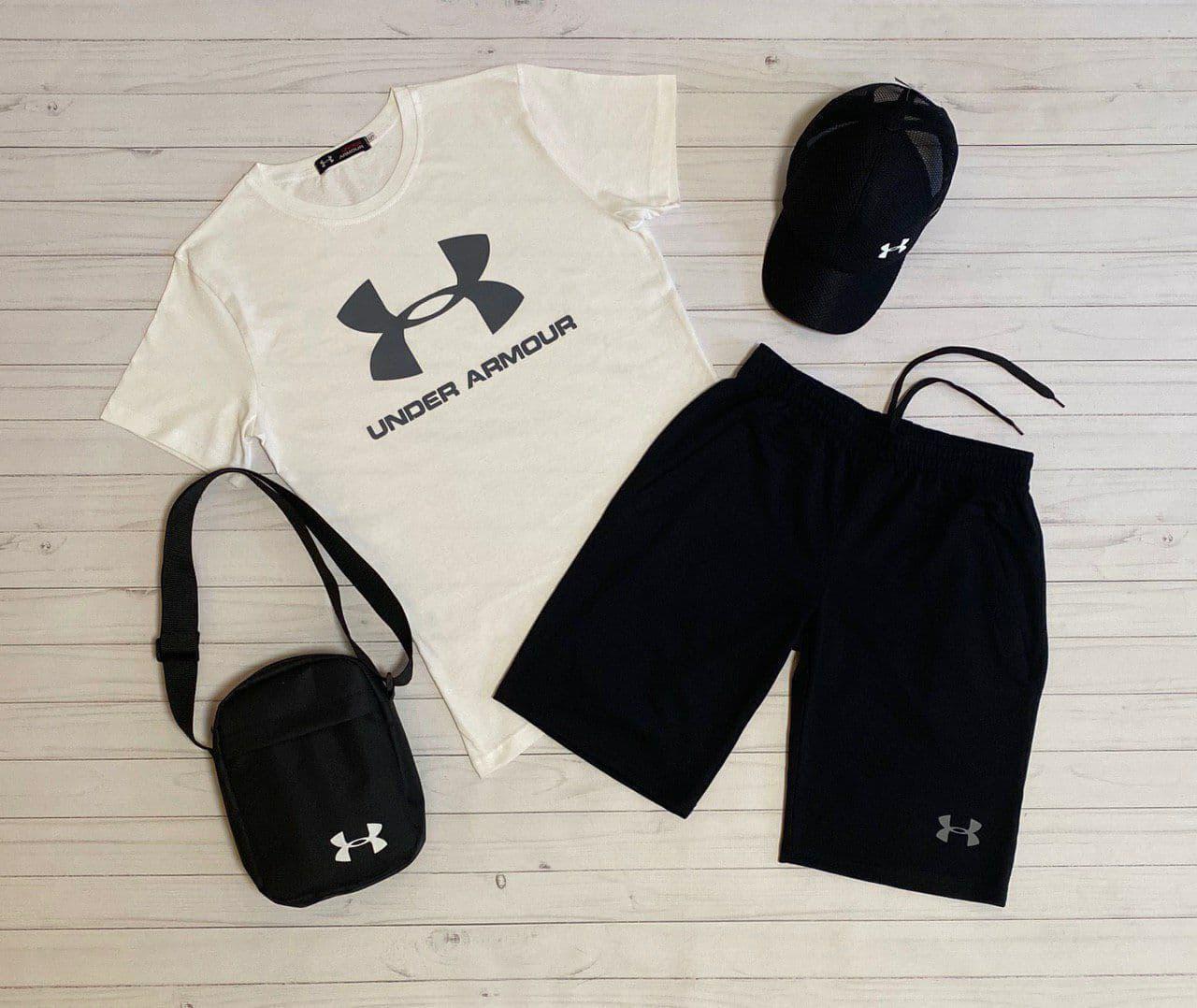 Спортивний костюм чоловічий літній UNDER ARMOUR футболка шорти комплекти повсякденні 2 в 1 сучасні стильні