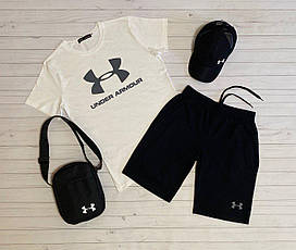 Спортивний костюм чоловічий Under Armour стильний повсякденний комплект із трьох речей футболка шорти кепка