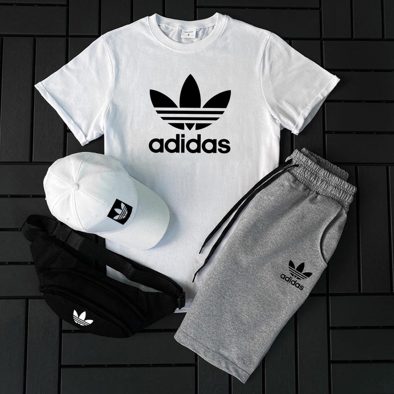 Спортивний костюм Adidas футболка та шорти комплект 2 в 1 комплект двійка літній на хлопця чоловіка стильний