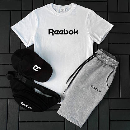 Cпортивний костюм Reebok чоловіча футболка шорти комплект 2 в 1 повсякденний зручний модний для хлопця стильний, фото 4