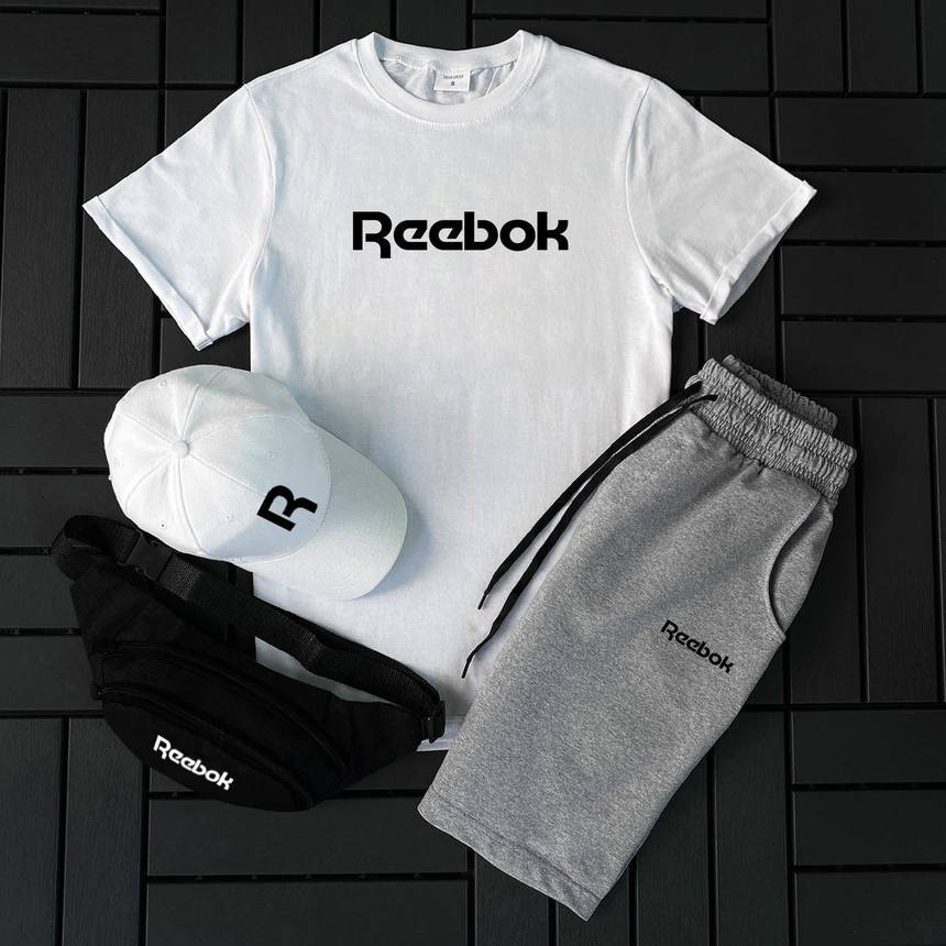 Чоловічий спортивний костюм Reebok футболка шорти комплект двійка 2в1 повсякденний для хлопця модний стильний, фото 1