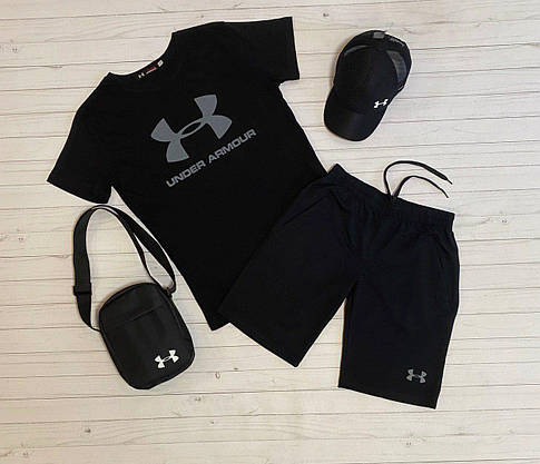 Спортивний костюм чоловічий Under Armour комплекти літні футболки шорти кепка сумка набір спортивний на хлопця, фото 4