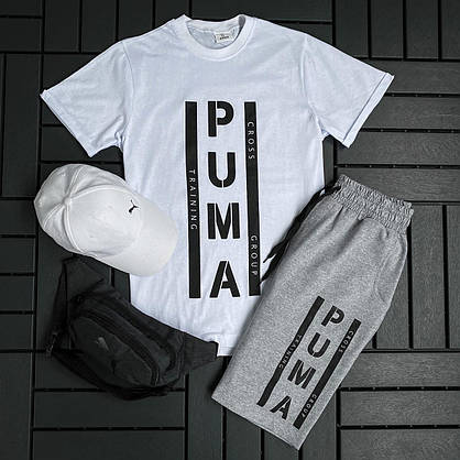 Спортивний костюм чоловічий PUMA комплекти для хлопців 2 в 1 чоловіча футболка та шорти сучасний повсякденний, фото 3