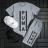 Чоловічі літні спортивні костюми Puma біло-чорний футболка шорти та кепка комплекти для хлопців модні трійка, фото 11