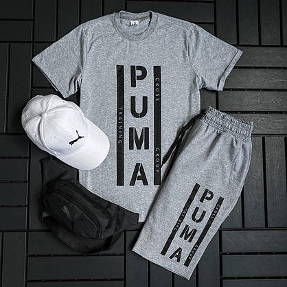 Спортивний костюм чоловічий PUMA комплекти для хлопців 2 в 1 чоловіча футболка та шорти сучасний повсякденний, фото 5