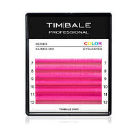 Ресницы цветные TimBale Hot Pink, Ярко-розовые, Микс 6 линий (D 0.07 07-12 мм)