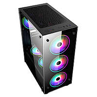 Корпус ATX 1STPlayer FireDancing V3-A-4G6 4*FAN120мм 5цв. LED 2*USB2.0 1*USB 3.0 прозр. стенка чёрный новый