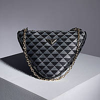 Серебристая женская сумка Prada Embroidered Triangle