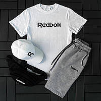 Мужской спортивный костюм Reebok футболка шорты комплект двойка 2в1 повседневный для парня модный стильный