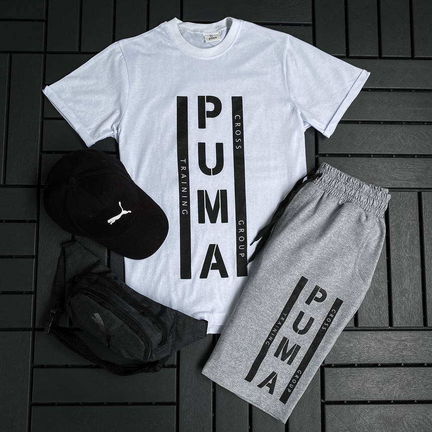 Спортивний костюм чоловічий PUMA комплекти для хлопців 2 в 1 чоловіча футболка та шорти сучасний повсякденний, фото 1