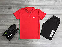Спортивный костюм Nike летний мужской поло и шорты черного цвета комплекты для парней модные стильные удобные