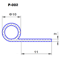 Профіль силіконовий Р-под. ф10х2х11 мм (термостійкий з харчовим доуском)