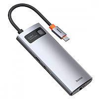 BASEUS Type-C Metal Gleam Series 6-in-1 3USB, HDMI, Type-C, 100W PD, LAN перехідник хаб HUB адаптер USB