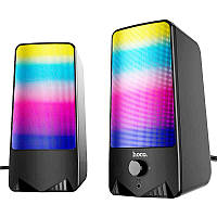 Комп'ютерна акустика HOCO RGB Rhythmic Spectrum Desktop DS14 для ПК, чорна, 10W, AUX, Mic