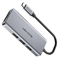 HUB адаптер Wekome Type-C, HDMI, USB 2.0x2, USB 3.0, SD/TF card, PD 100W