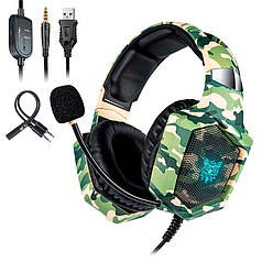 Ігрові навушники ONIKUMA, Camouflage Green з мікрофоном та RGB LED підсвічуванням