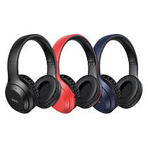 Бездротові навушники HOCO Fun move BT headphones W30 BT5.0, AUX/FM/TF, 8h blue накладні з Bluetooth, фото 2