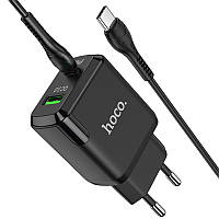 HOCO N5 Сетевое зарядное устройство |1USB/1Type-C, PD20W/QC3.0, 3A| адаптер с Type-C кабелем и быстрой