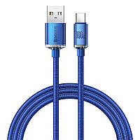 Baseus Crystal Shine Series Кабель для Быстрой Зарядки USB For Type-C 100W 5A 1.2м Blue