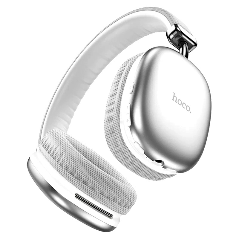 Bluetooth навушники HOCO, BT5.3, 40h, AUX, Micro-SD, мікрофон, сріблясті