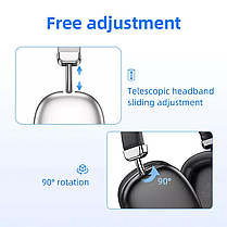Bluetooth навушники HOCO, BT5.3, 40h, AUX, Micro-SD, мікрофон, сріблясті, фото 3