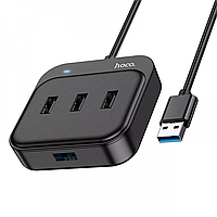 Адаптер-переходник USB-Хаб Hoco Easy, 4 в 1, USB to USB3.0+USB2.0*3, 0.2 м, Черный
