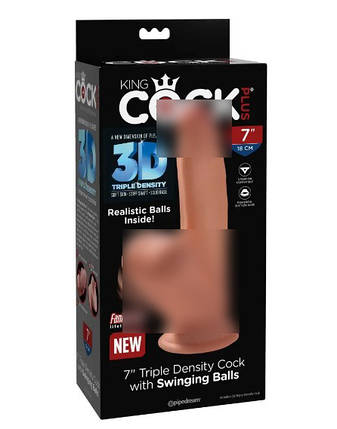 Фалоімітатор на присосці з мошонкою King Cock Triple Density (18 см) | Knopka, фото 1