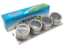 Набір ємностей для спецій на магніті нержавіюча сталь Набір спецовниць з металу 4 предмети