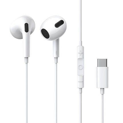 Дротові навушники Baseus, Type-C, з мікрофоном, білі, фото 2