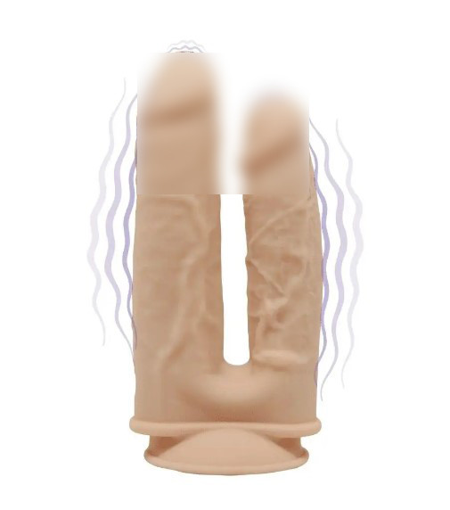 Фаллоімітатор подвійний з вібрацією SilexD Double Gusto Flesh Motor (Model 1 size 8" & 7), двошарові | Knopka