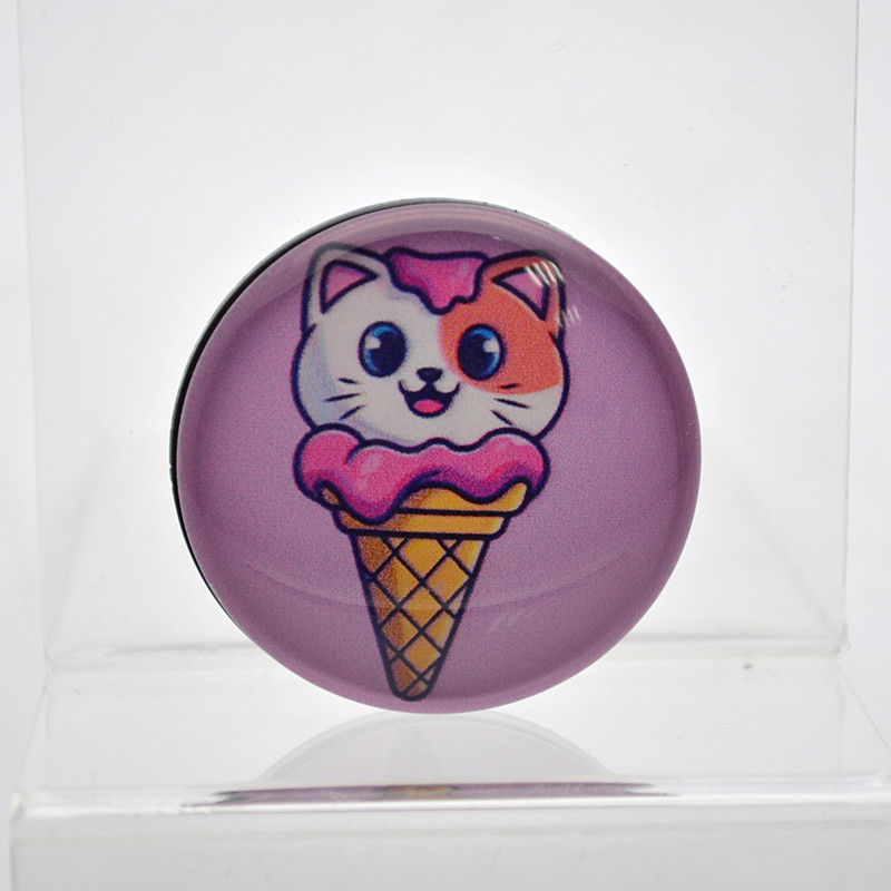 Універсальний тримач для телефону PopSocket (попсокет) Glass 3D Kitty No36