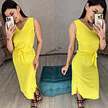 Базове міді плаття без рукавів із зав'язкою на поясі та розрізом на спідниці (р. 42-48) 7035286, фото 4