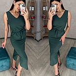 Базове міді плаття без рукавів із зав'язкою на поясі та розрізом на спідниці (р. 42-48) 7035286, фото 5