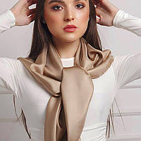 Женский платок медный металлик атласный, косынка на голову 90*90 см
