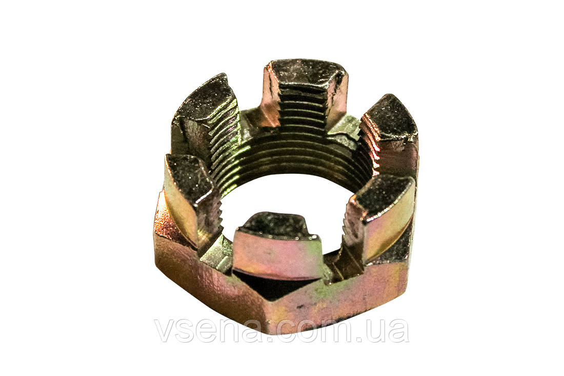 Гайка кулака поворотного Газель, Волга, ГАЗ 53 ст.обр. (корончаста) М24х1.5 (Авто Престиж)